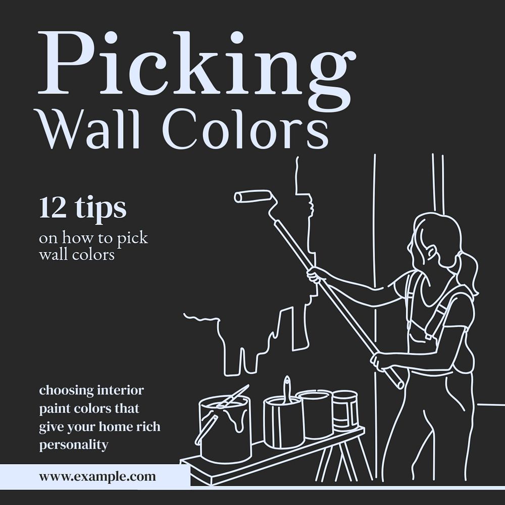 Wall colors Instagram post template, editable text