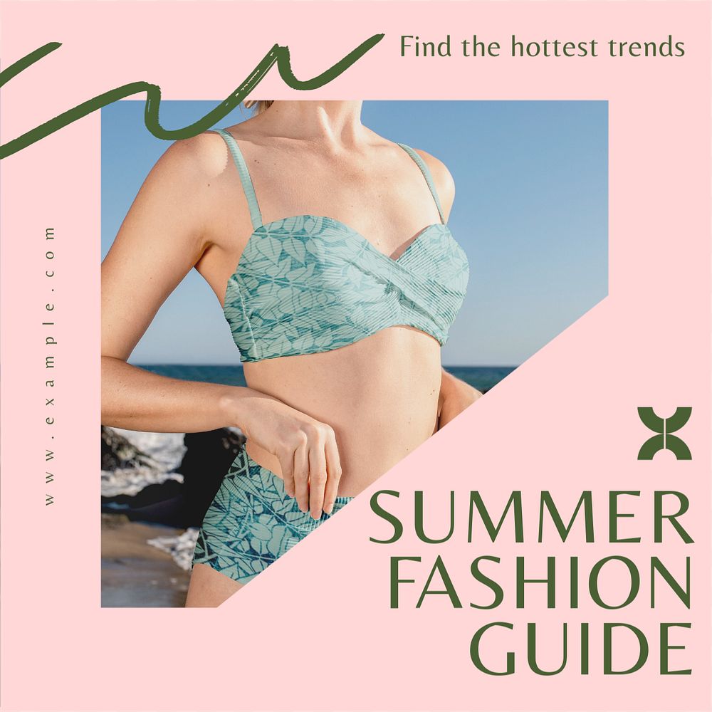 Summer fashion guide Instagram post template, editable text