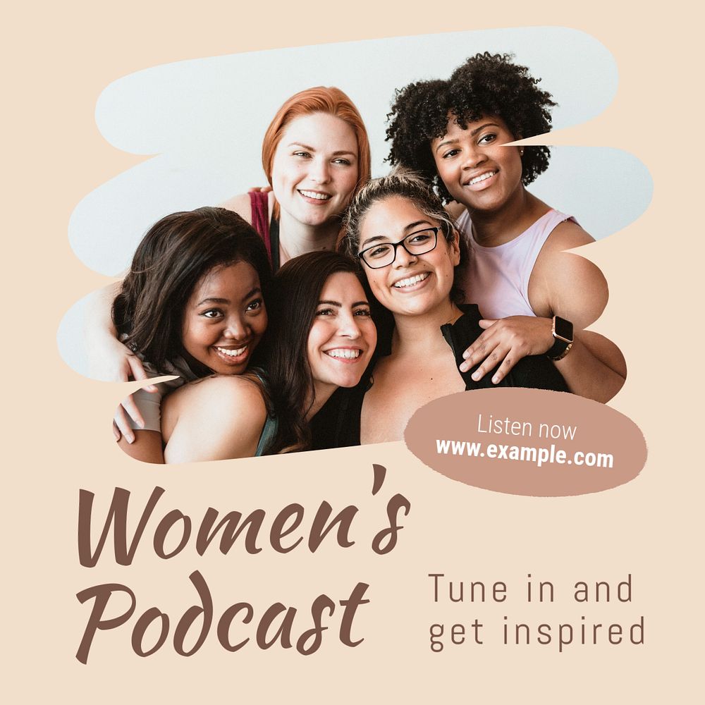 Woman podcast business Instagram post template, editable text