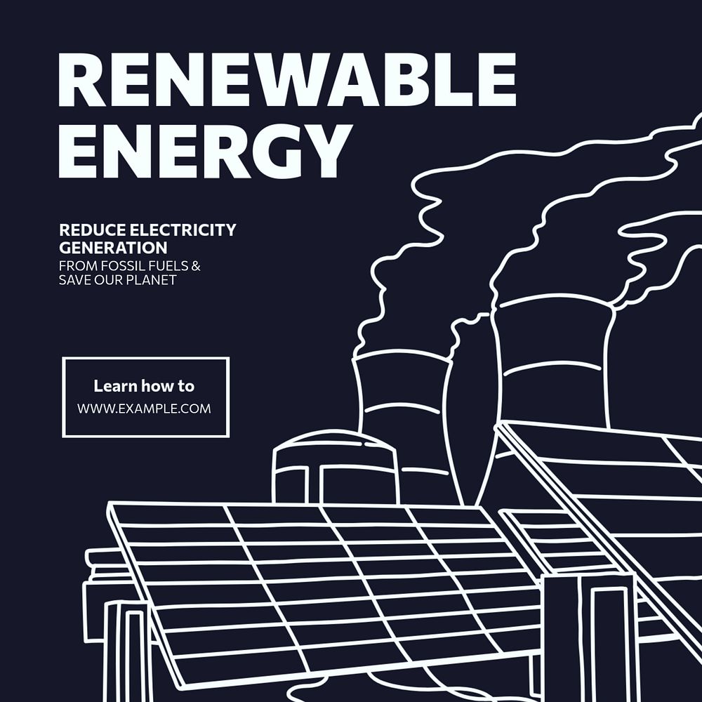 Renewable energy Instagram post template, editable text