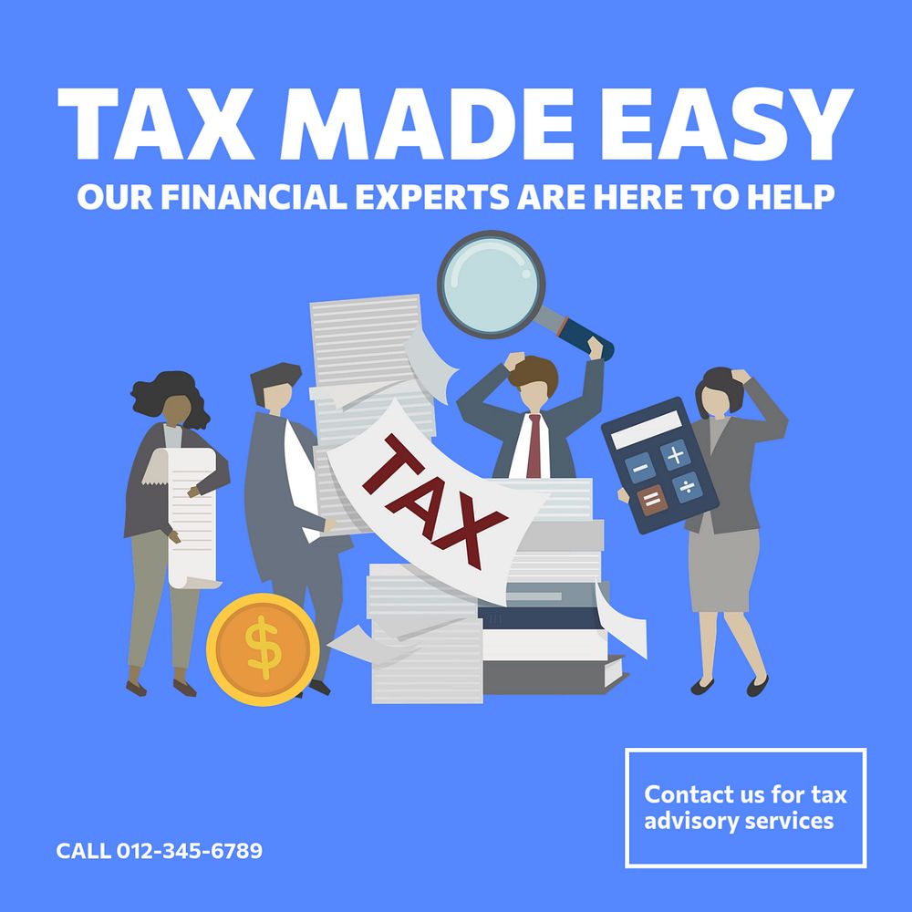 Tax counseling service Instagram post template, editable text