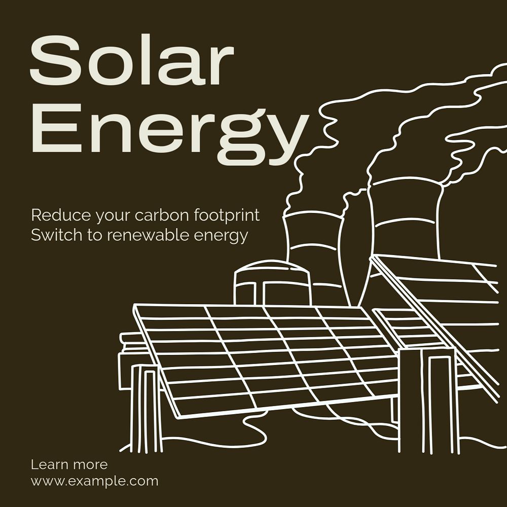 Solar energy Instagram post template, editable text