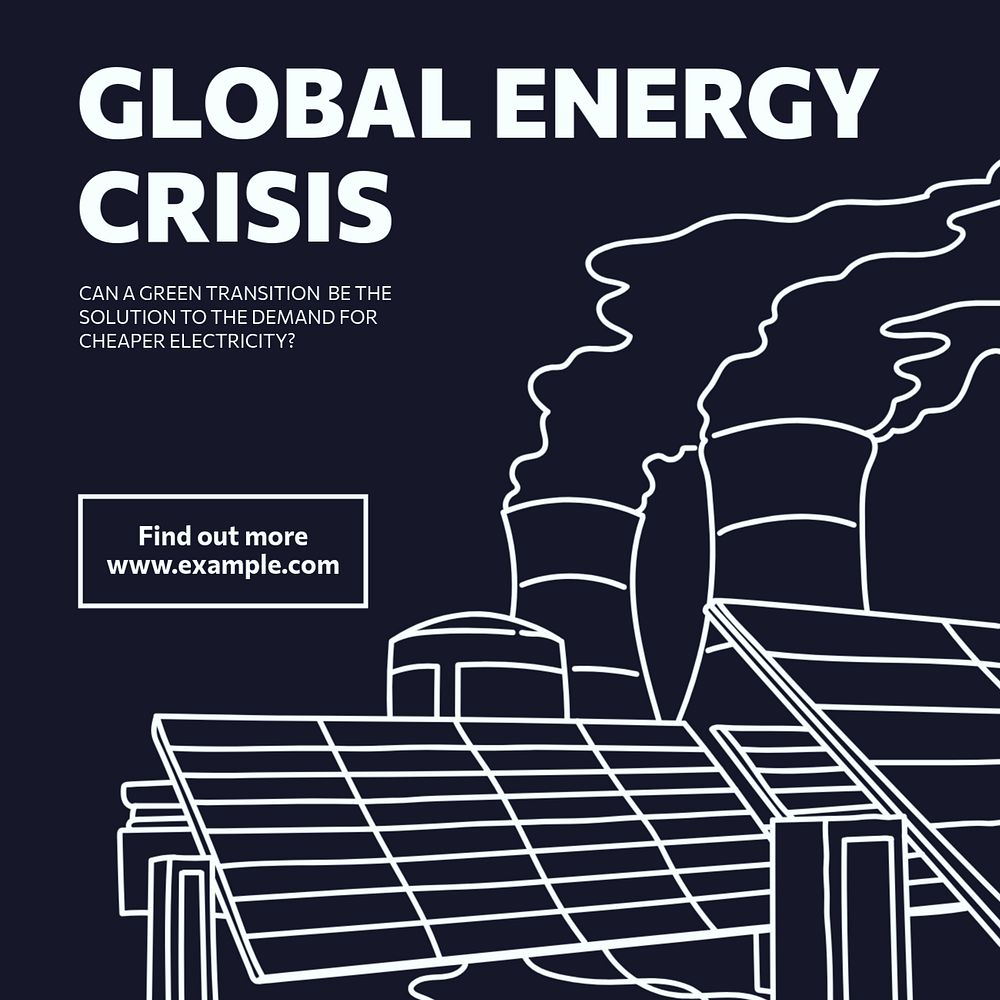 Global energy crisis Instagram post template, editable text