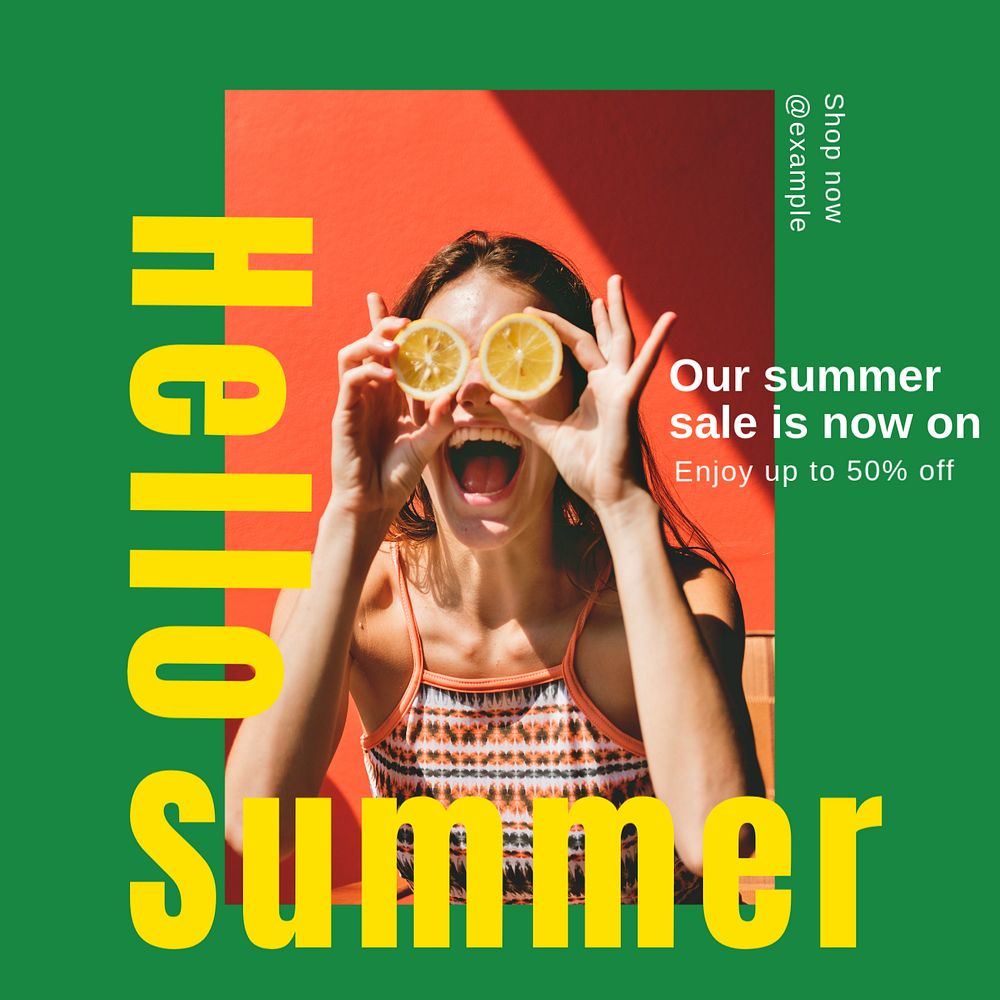 Summer sale Instagram post template, editable text