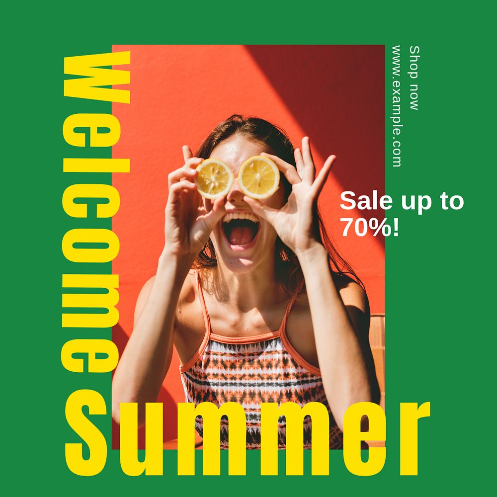 Welcome summer sale Instagram post template, editable text