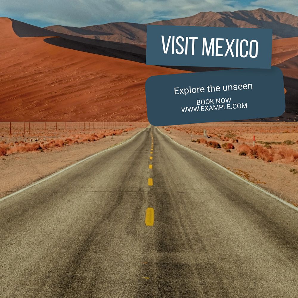 Visit Mexico Instagram post template, editable text