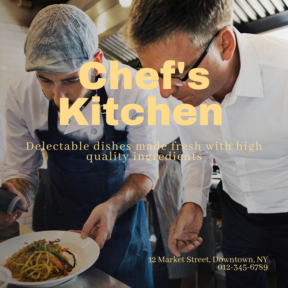 Chef's kitchen Instagram post template, editable text