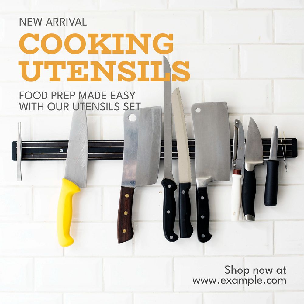 Cooking utensils Instagram post template, editable text