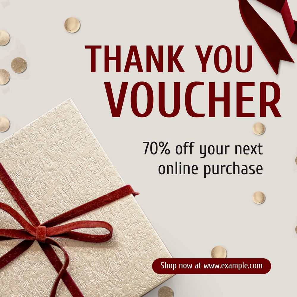 Gift voucher Facebook post template, editable design