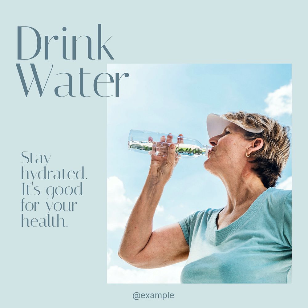 Drink water Instagram post template, editable text