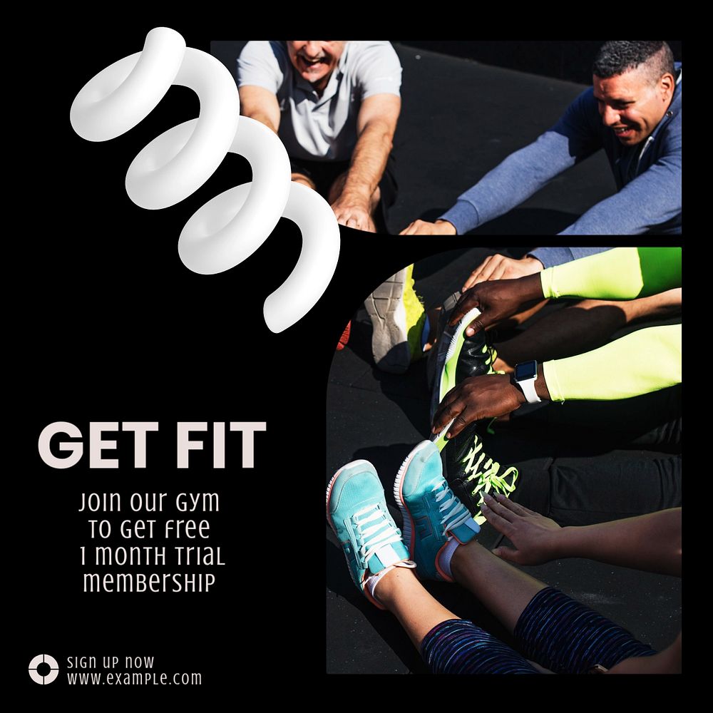 Get fit Instagram post template, editable text