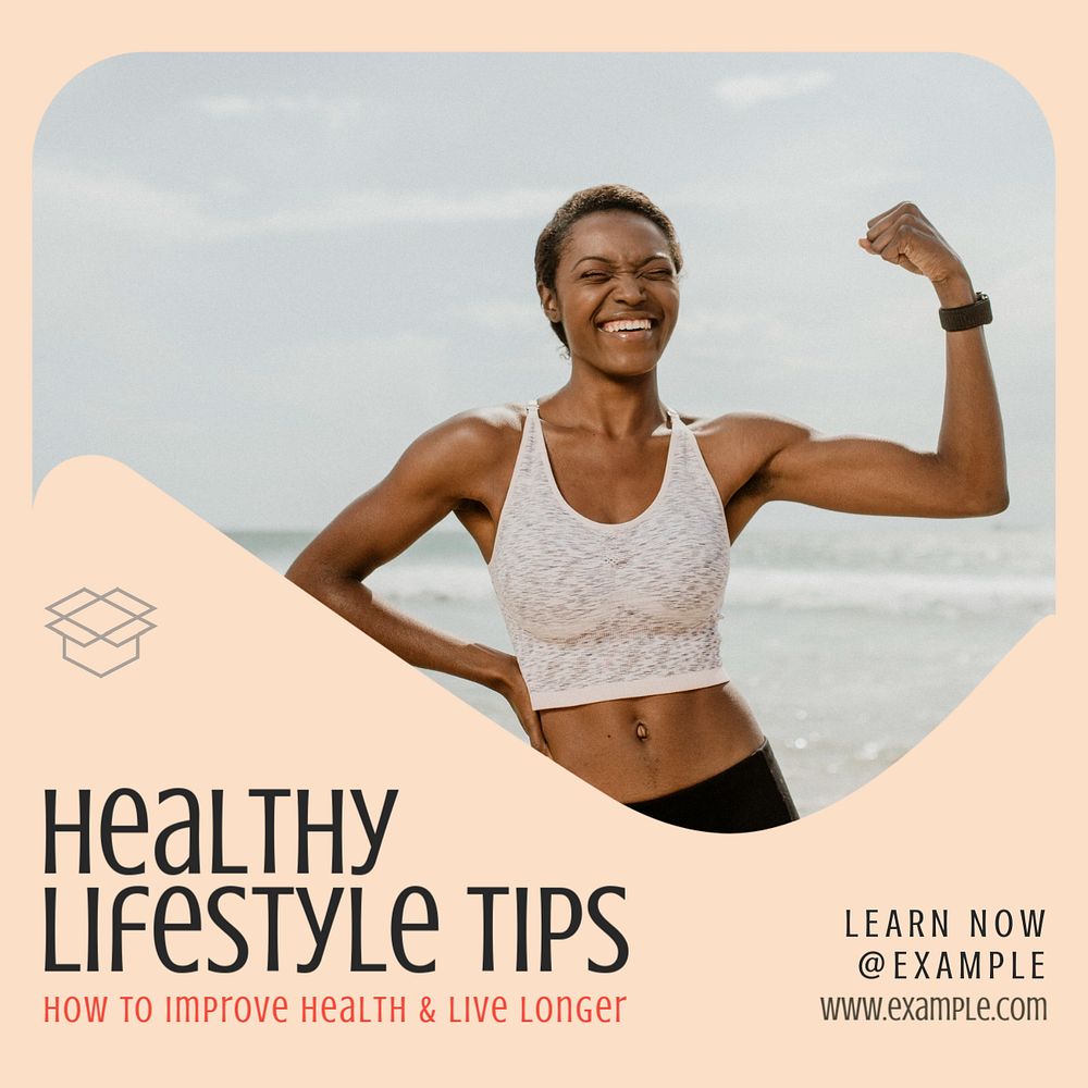 Healthy lifestyle tips Instagram post template, editable text