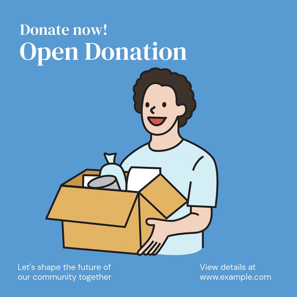 Open donation Instagram post template, editable text