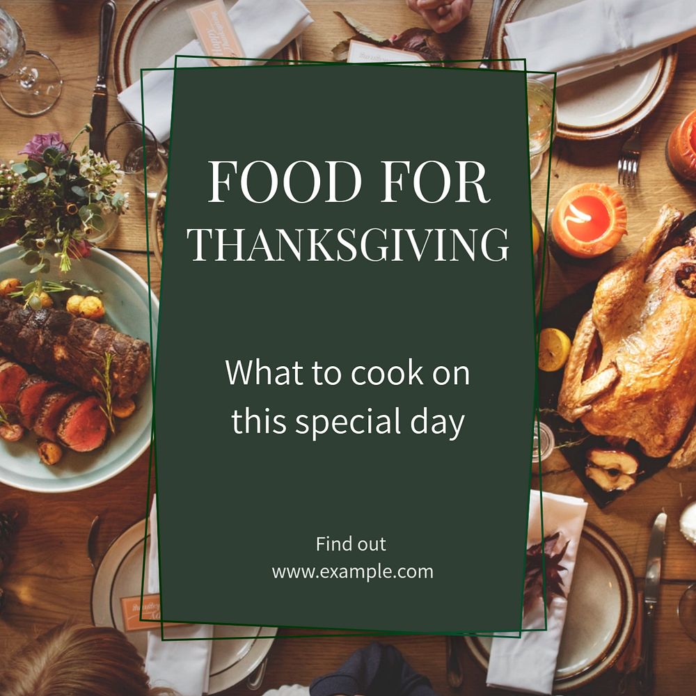 Thanksgiving food  Instagram post template, editable text