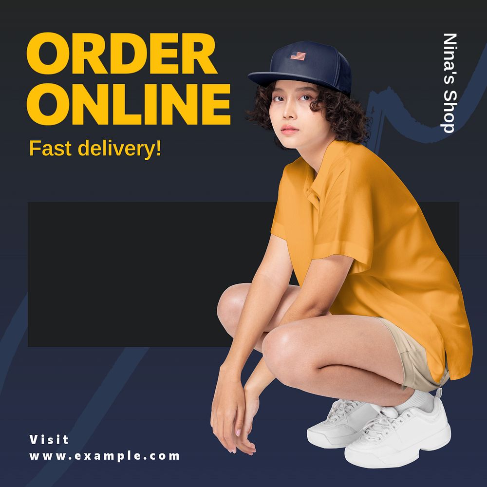 Order online Instagram post template, editable text