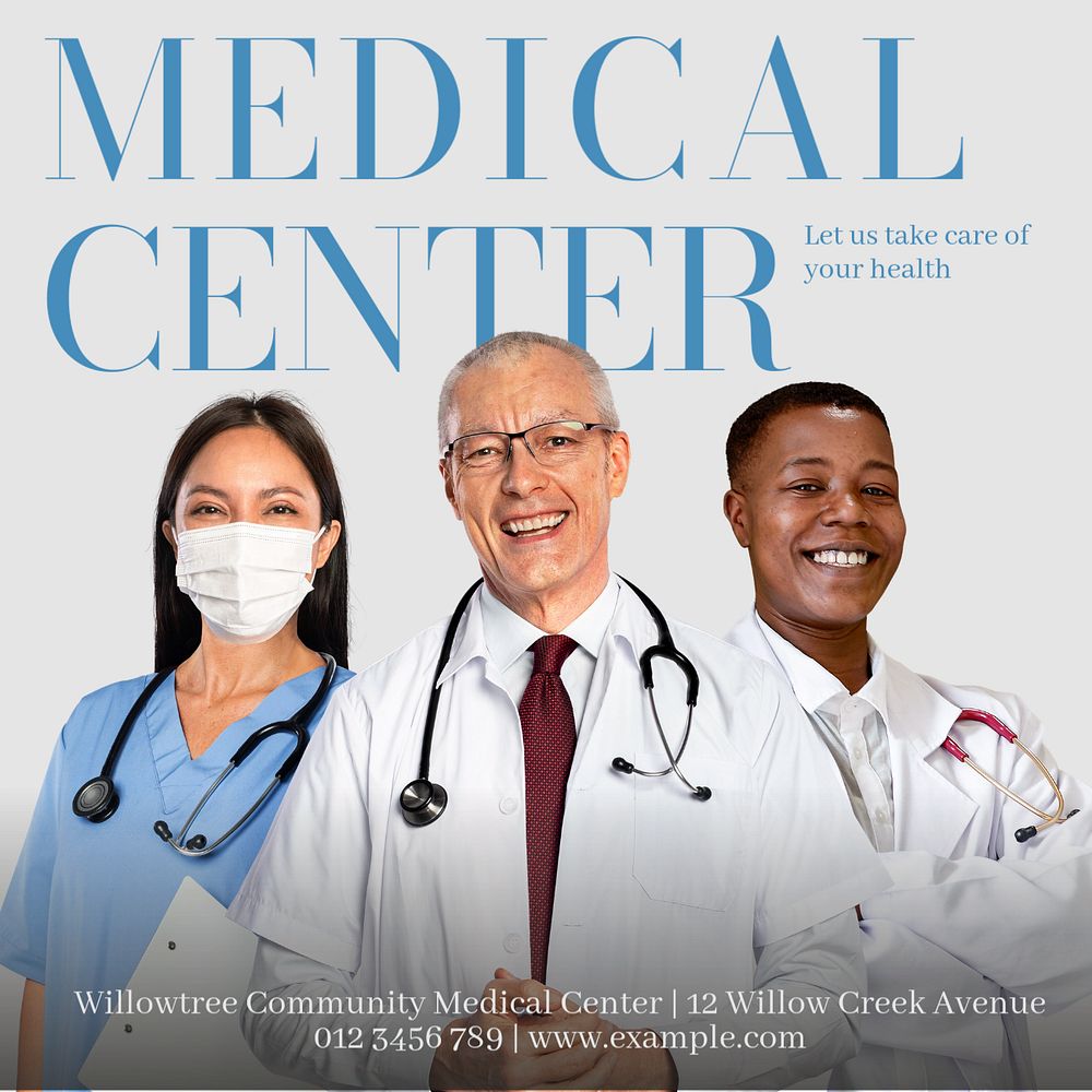 Medical center  Instagram post template, editable text