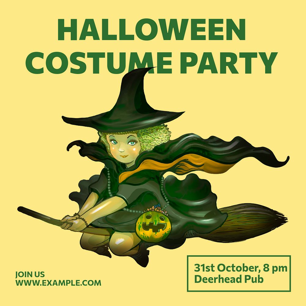 Halloween party Instagram post template, editable text