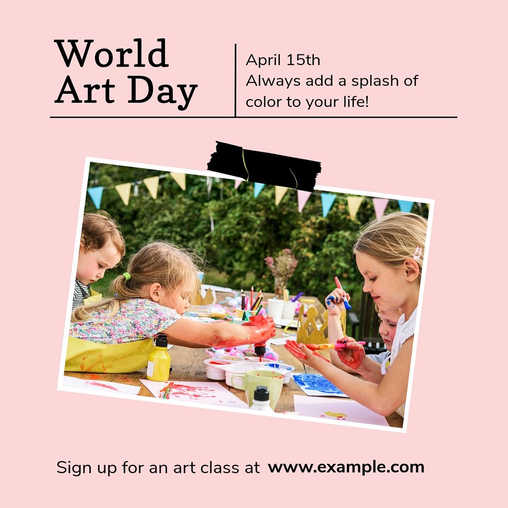 World art day Instagram post template, editable text