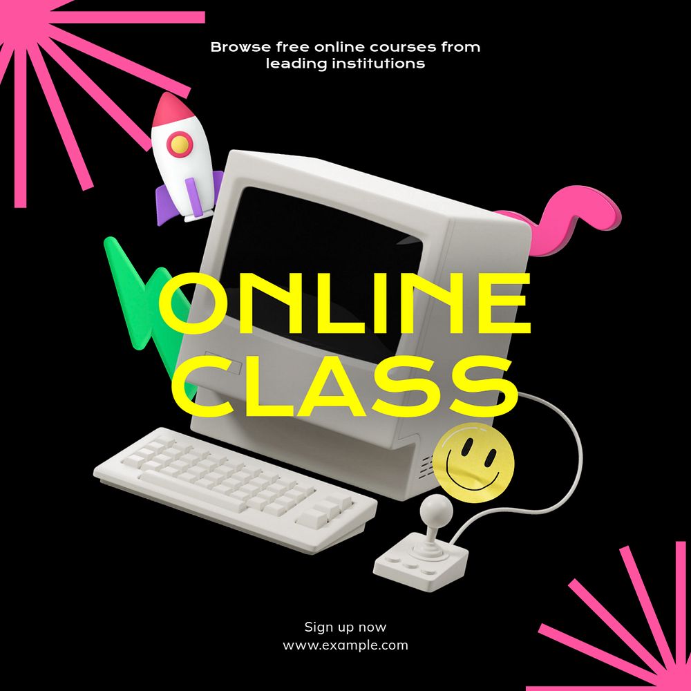 Online class Instagram post template, editable text