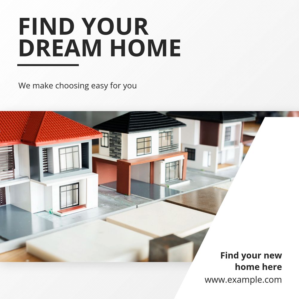 Dream home Instagram post template, editable text