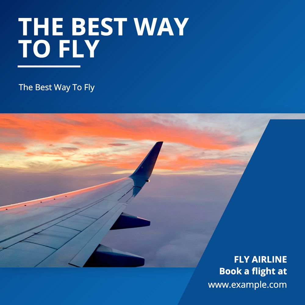 Airline advertisement Instagram post template, editable text