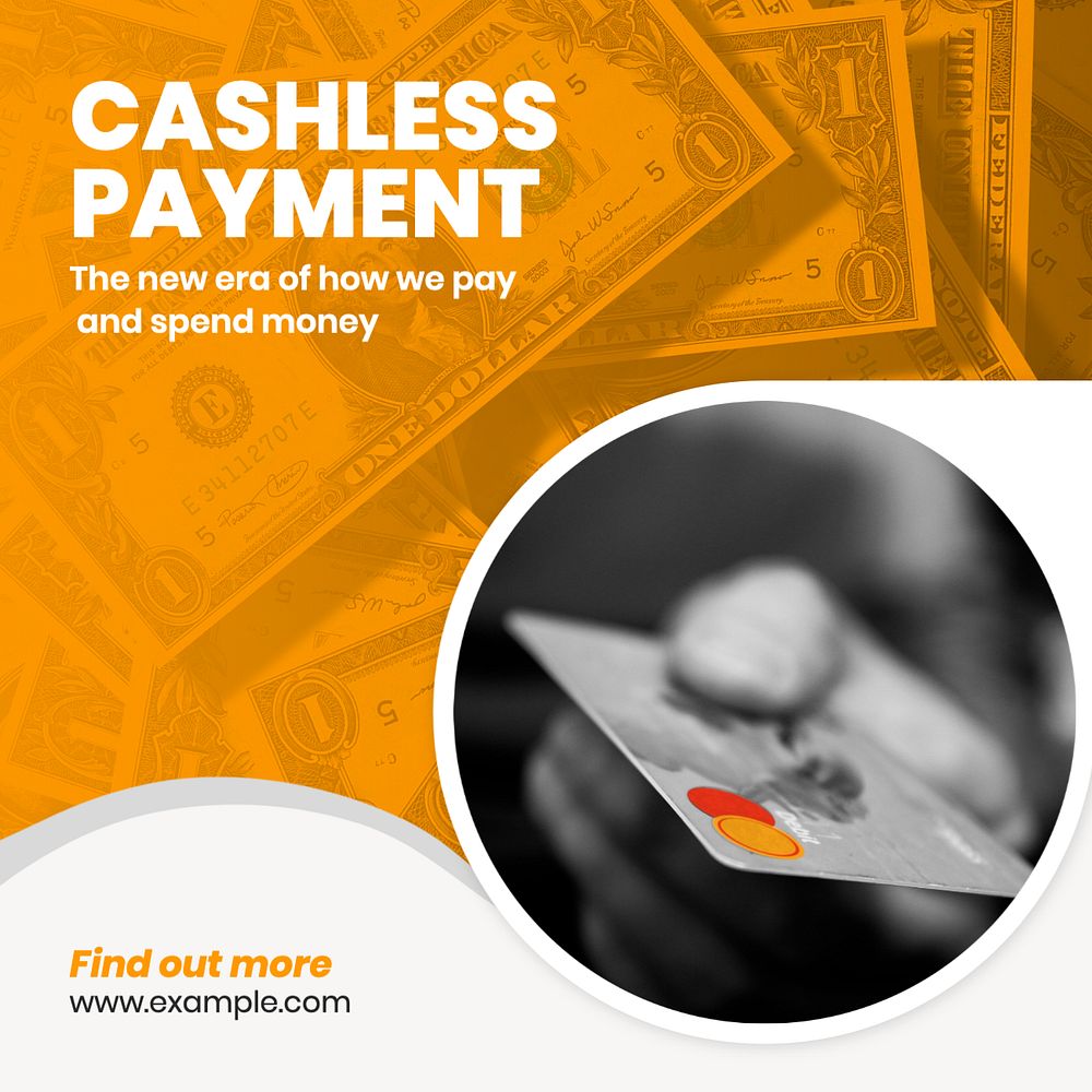 Cashless payment Instagram post template, editable text