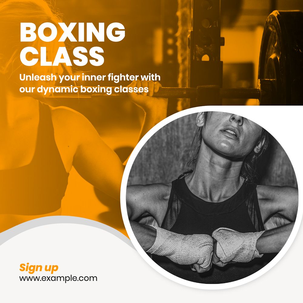 Boxing class Instagram post template, editable text