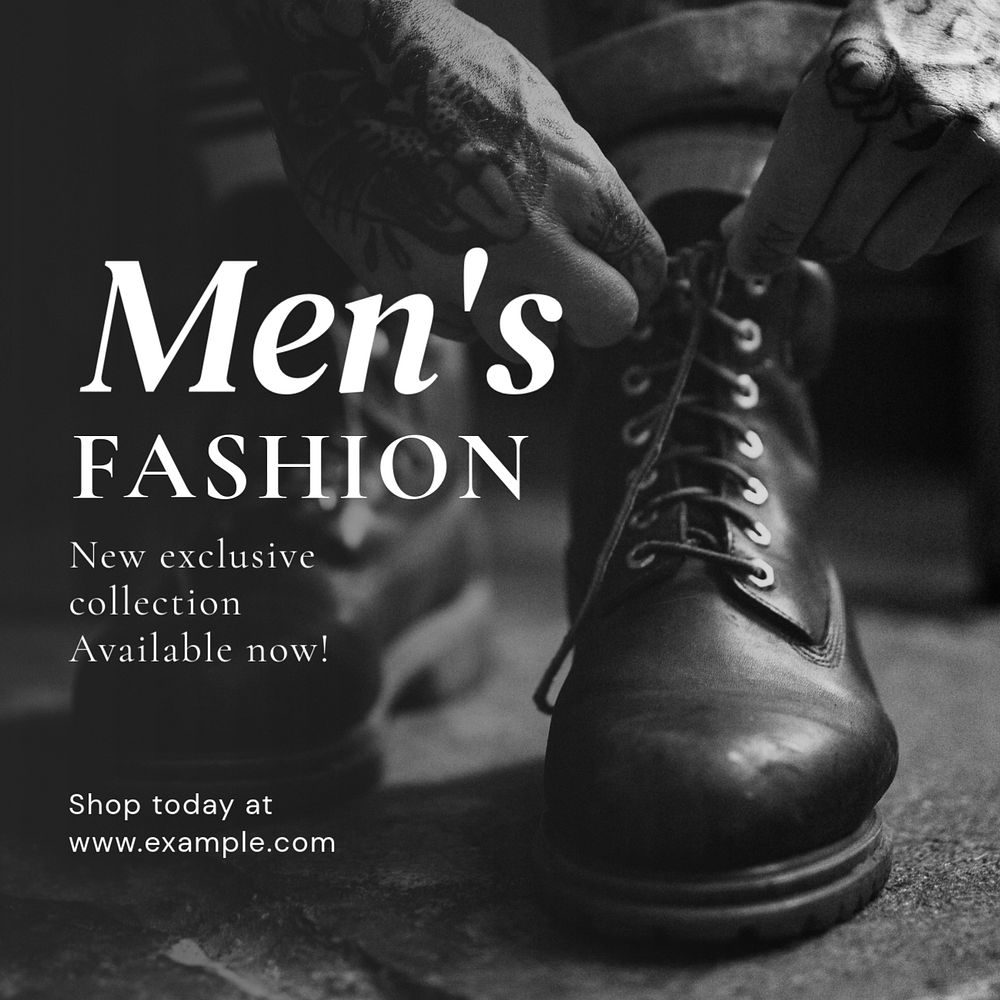 Men's fashion Instagram post template, editable text