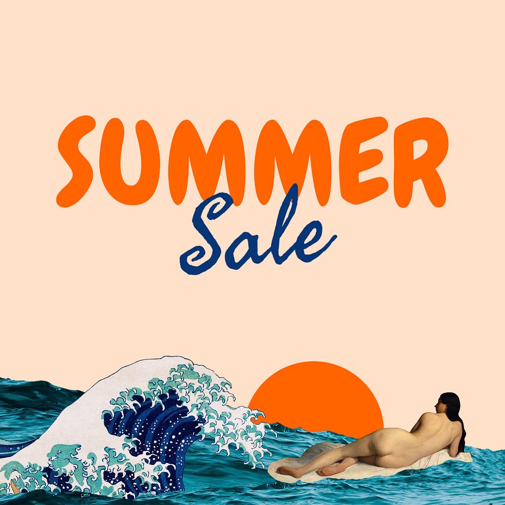 Summer sale Instagram post template, editable text