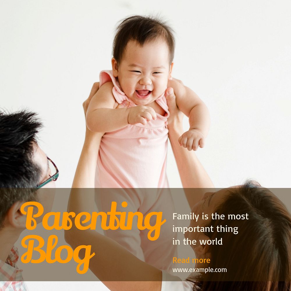 Parenting blog Instagram post template, editable text