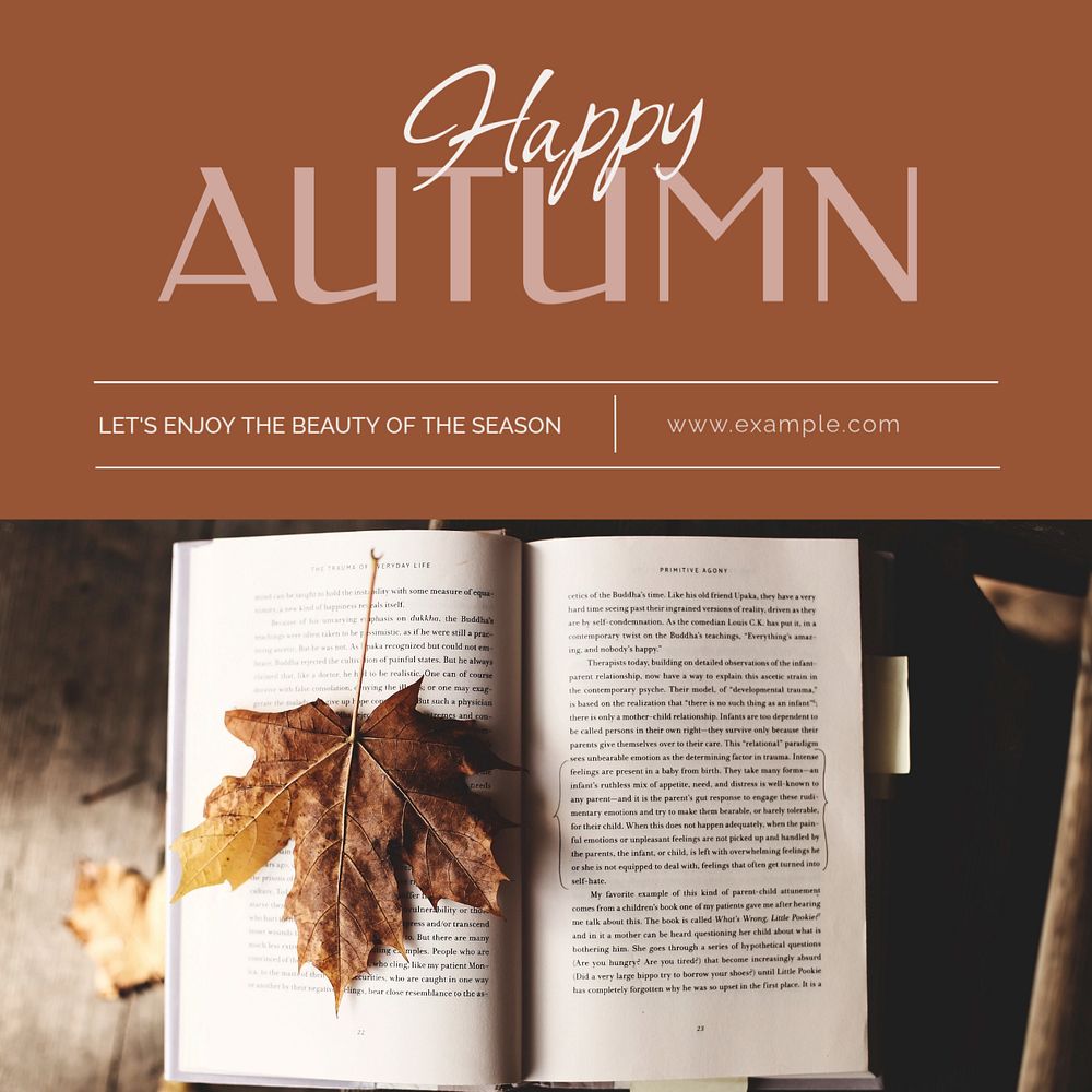 Happy autumn  Instagram post template, editable text