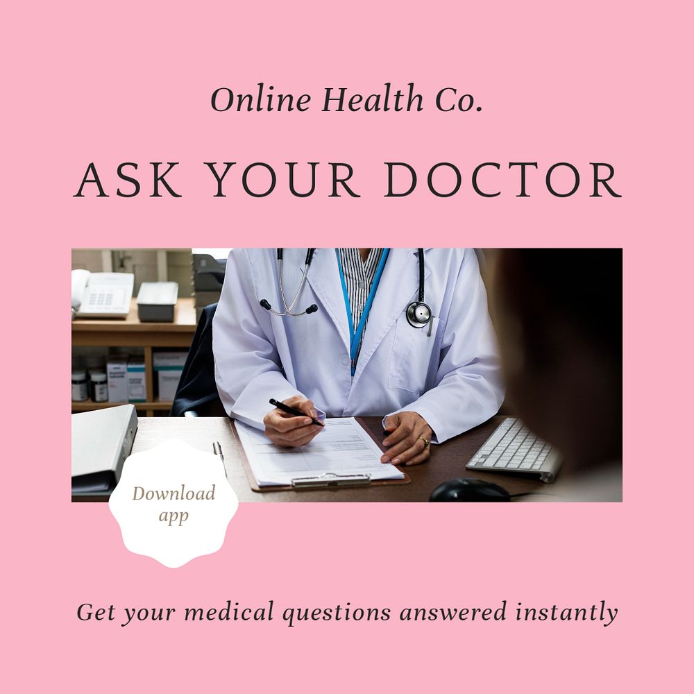 Ask your doctor Instagram post template, editable text