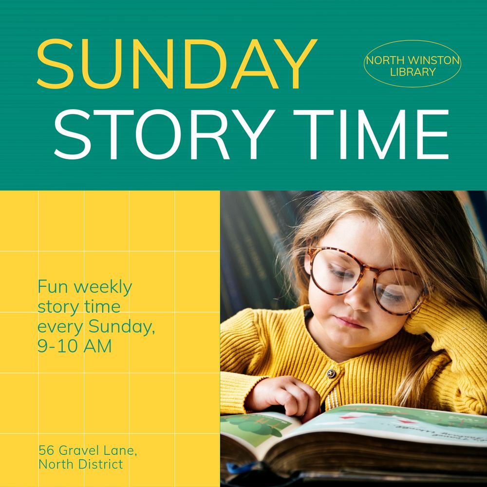 Sunday story time Instagram post template, editable text