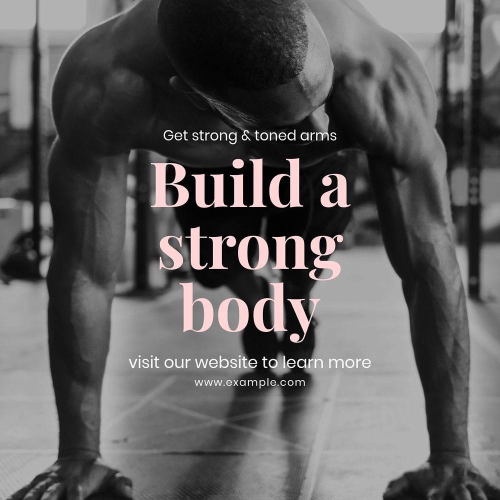 Fitness guide Instagram post template, editable text