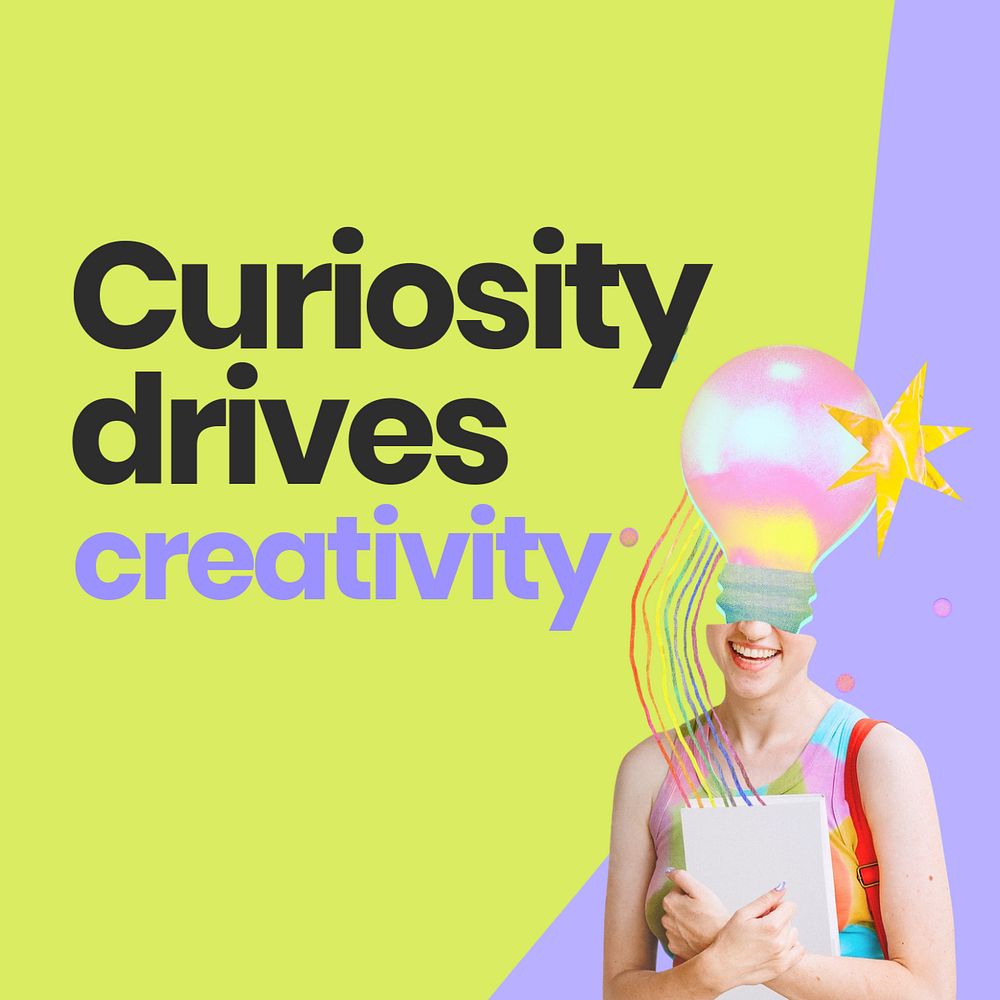 Curiosity & creativity  Instagram post template, editable text