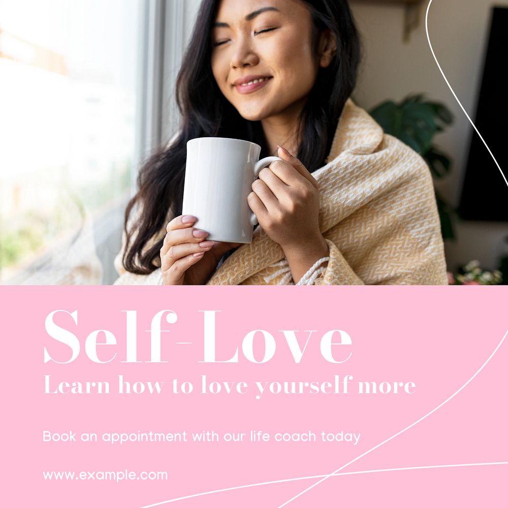 Self-love Instagram post template, editable text