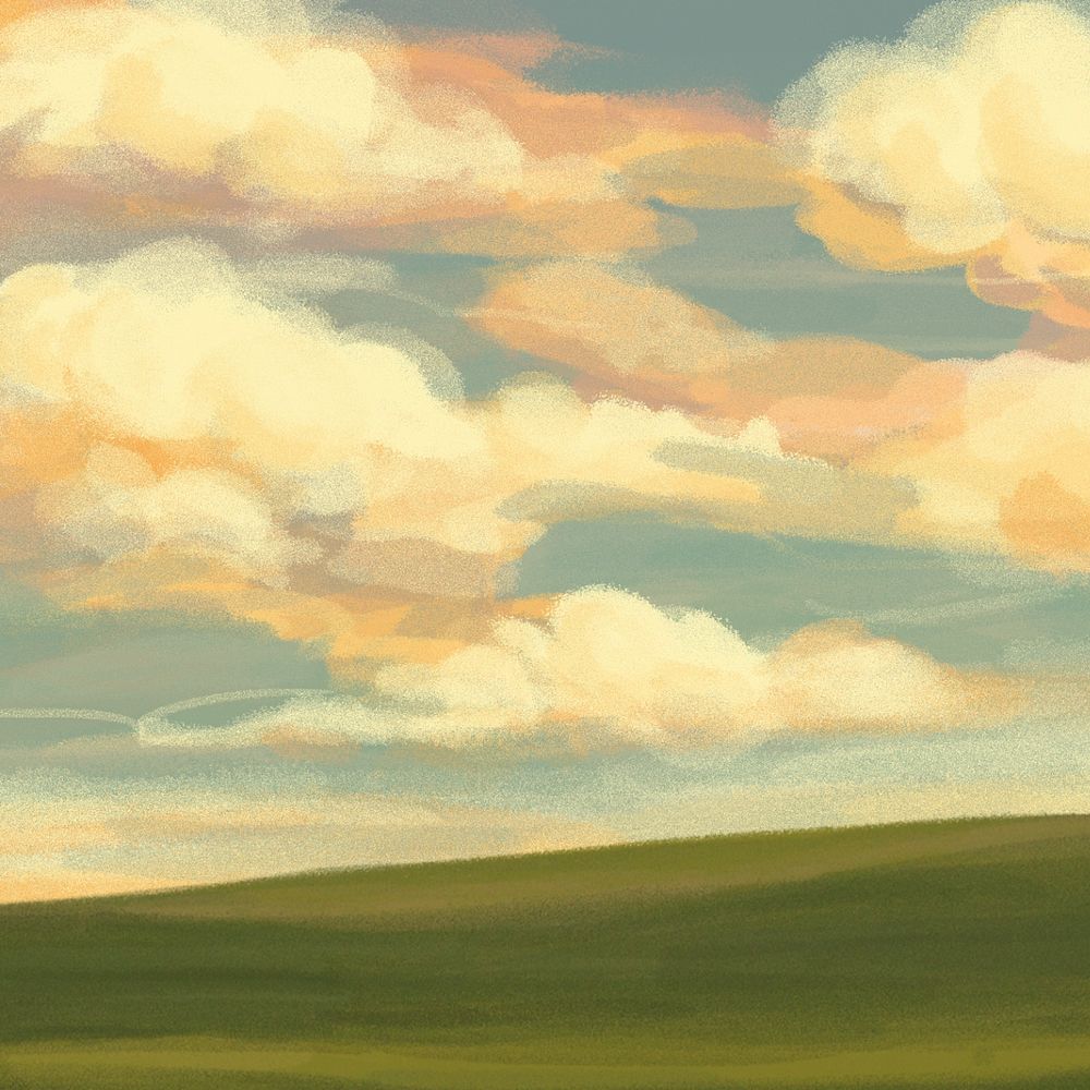 Editable cloud field, painting illustration