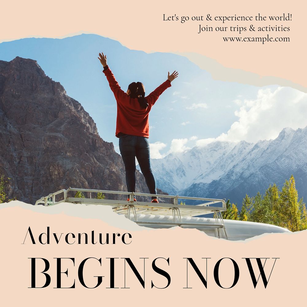 Adventure & travel Instagram post template, editable text