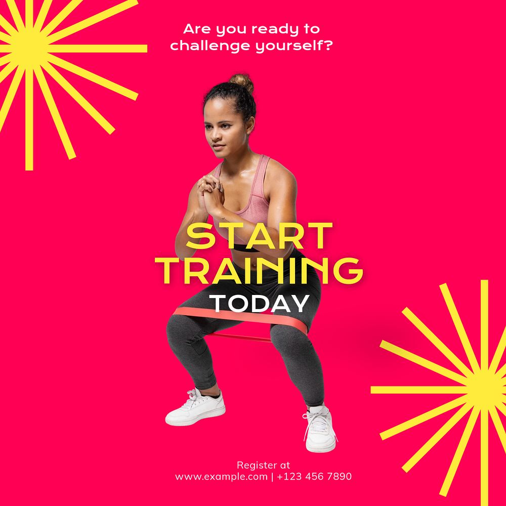 Training & fitness Instagram post template, editable text