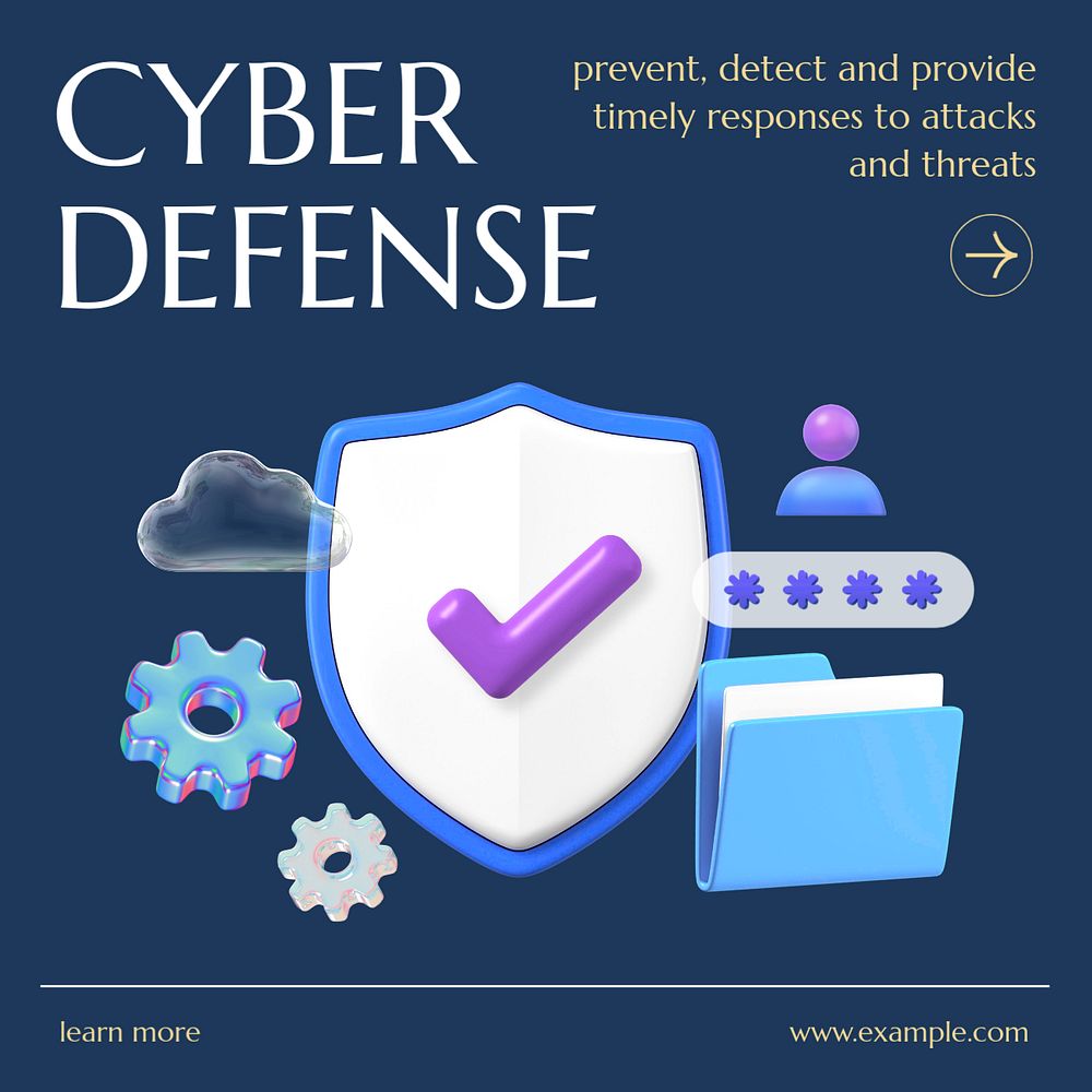 Cyber defense Instagram post template, editable text