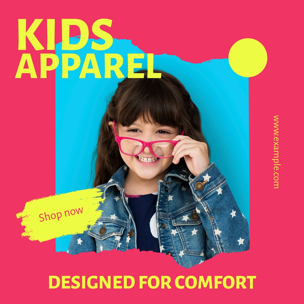 Kids apparel Instagram post template, editable text