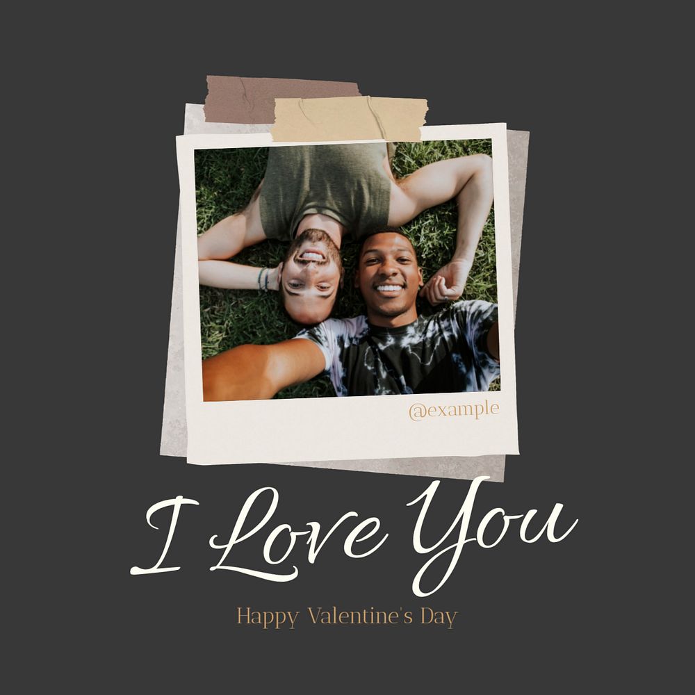 I love you Instagram post template, editable text