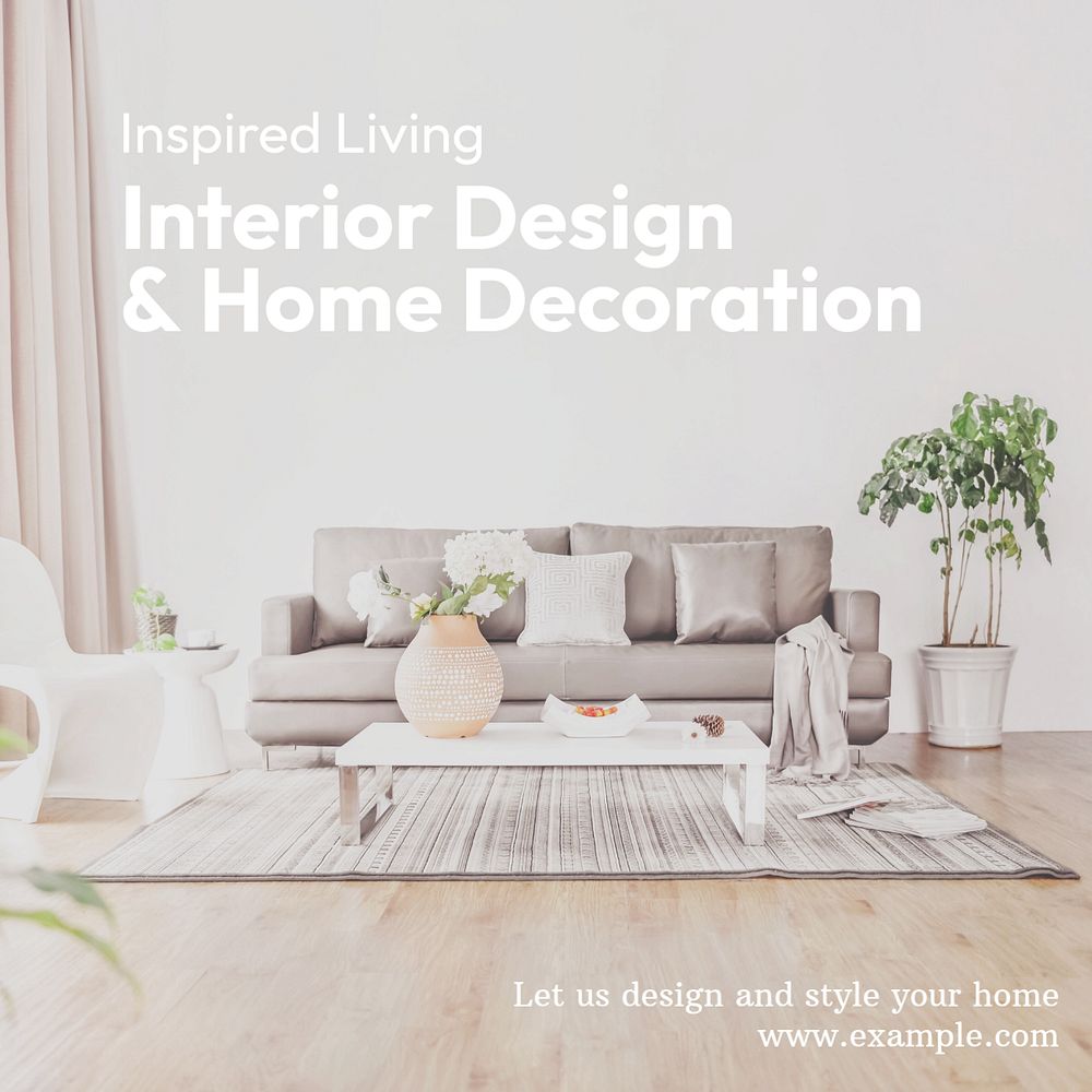 Interior design Instagram post template, editable text