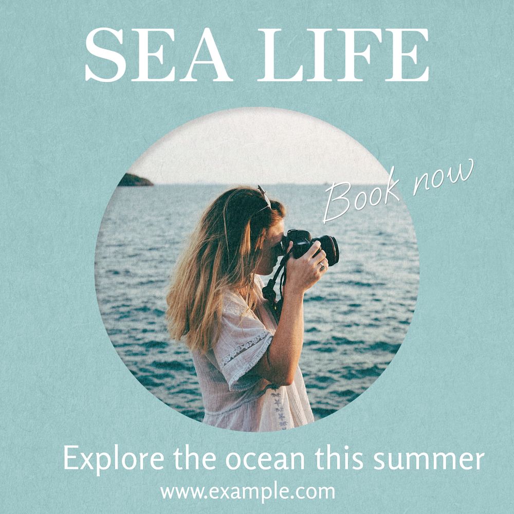 Sea life Instagram post template, editable text