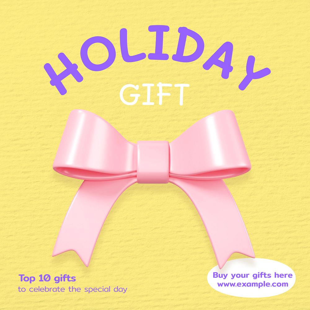 Hollday gifts Instagram post template, editable text