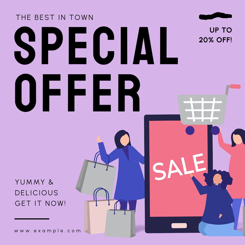 Special offer Instagram post template, editable text