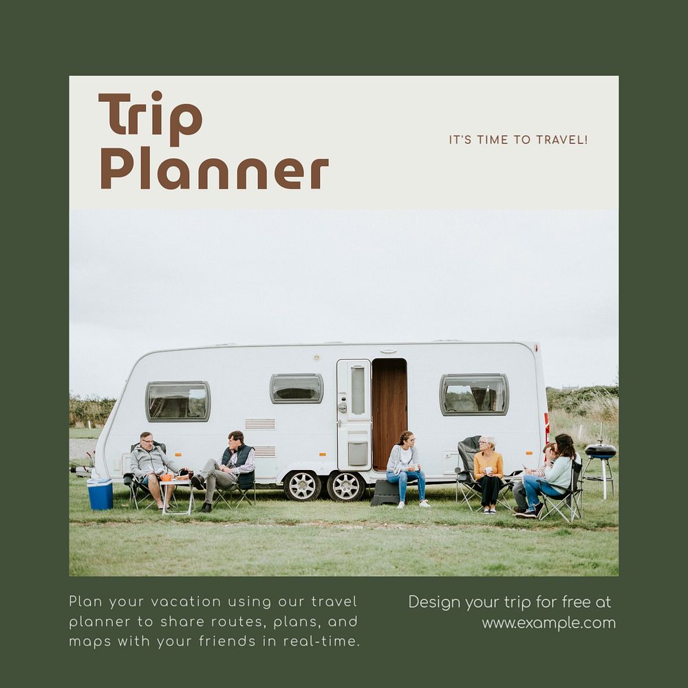 Trip planner Instagram post template, editable text