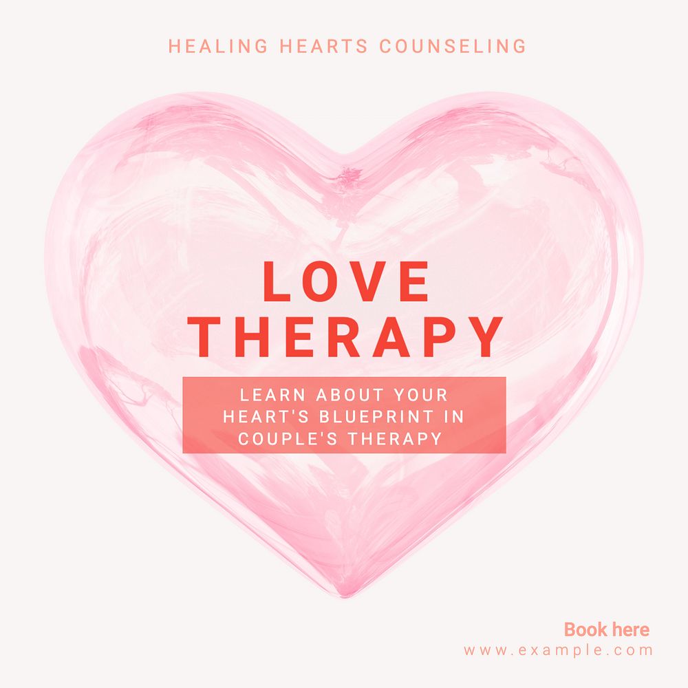 Love's therapy Instagram post template, editable text