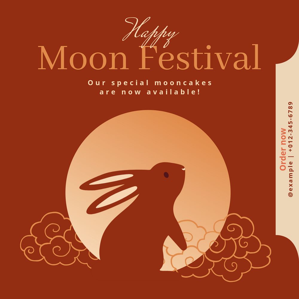 Moon festival Instagram post template, editable text