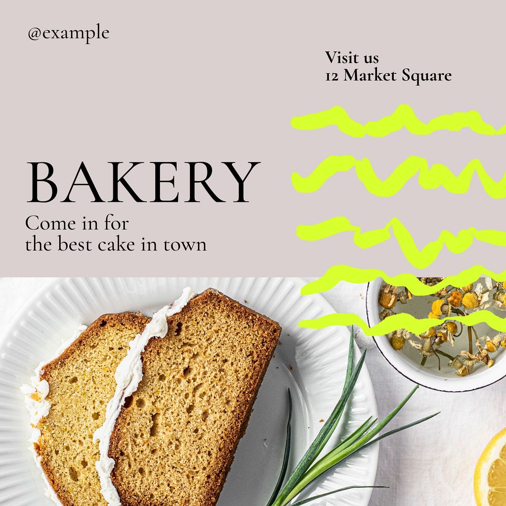 Bakery Instagram post template, editable text